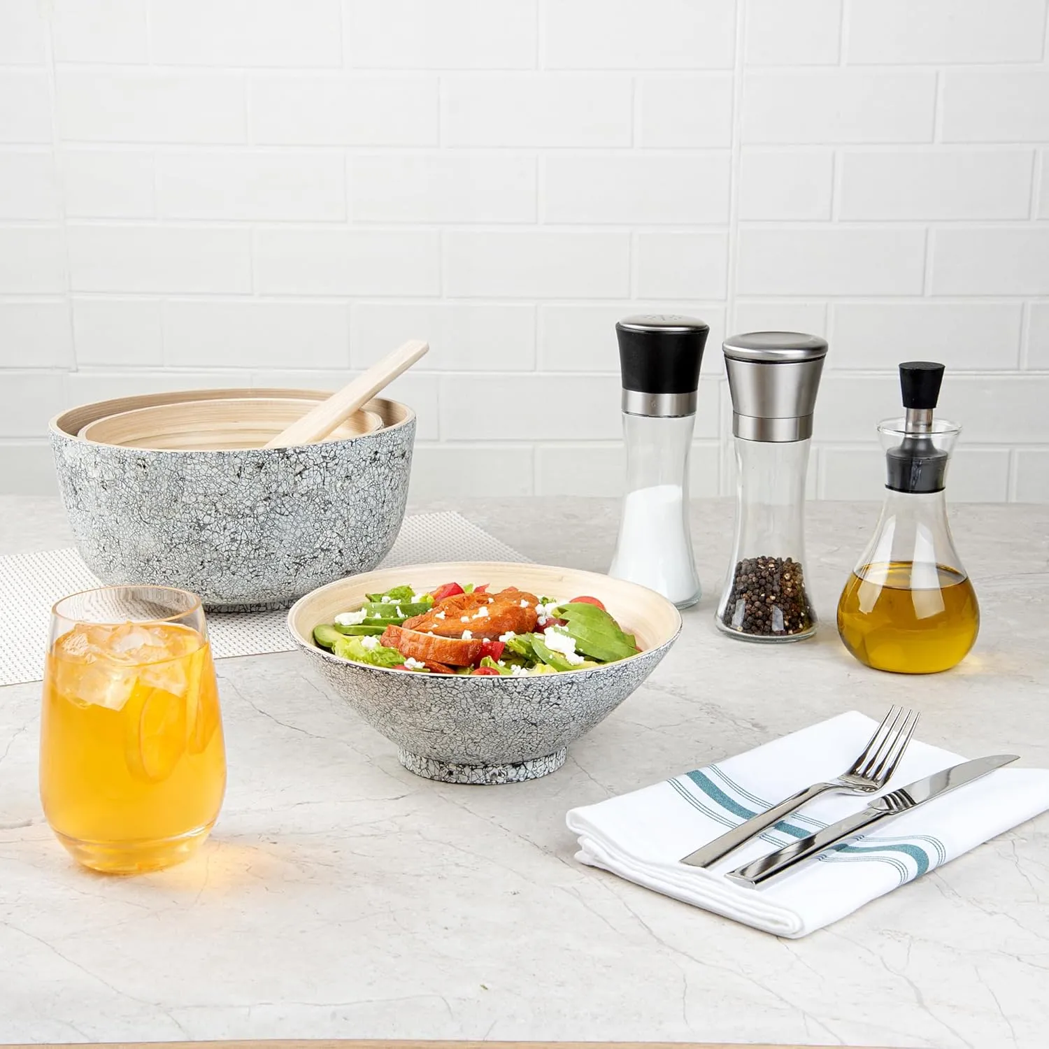 Restaurantware - Bambuddha 29 Ounce Bamboo Salad Bowl, 1 Heavy-duty Serving Bowl - Sustainable, Reusable, Gray Bamboo Bamboo Tableware, For Serving Salads, Noodles, And Pasta