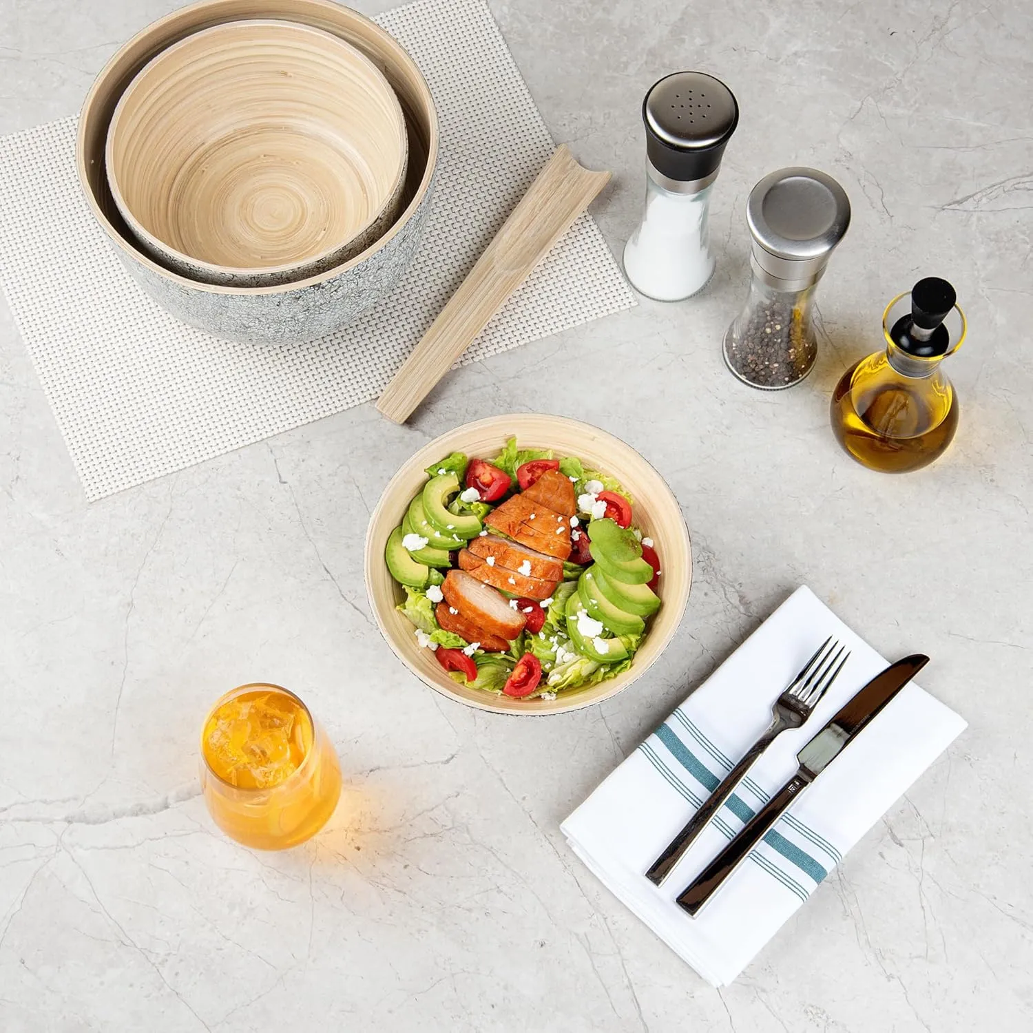 Restaurantware - Bambuddha 29 Ounce Bamboo Salad Bowl, 1 Heavy-duty Serving Bowl - Sustainable, Reusable, Gray Bamboo Bamboo Tableware, For Serving Salads, Noodles, And Pasta