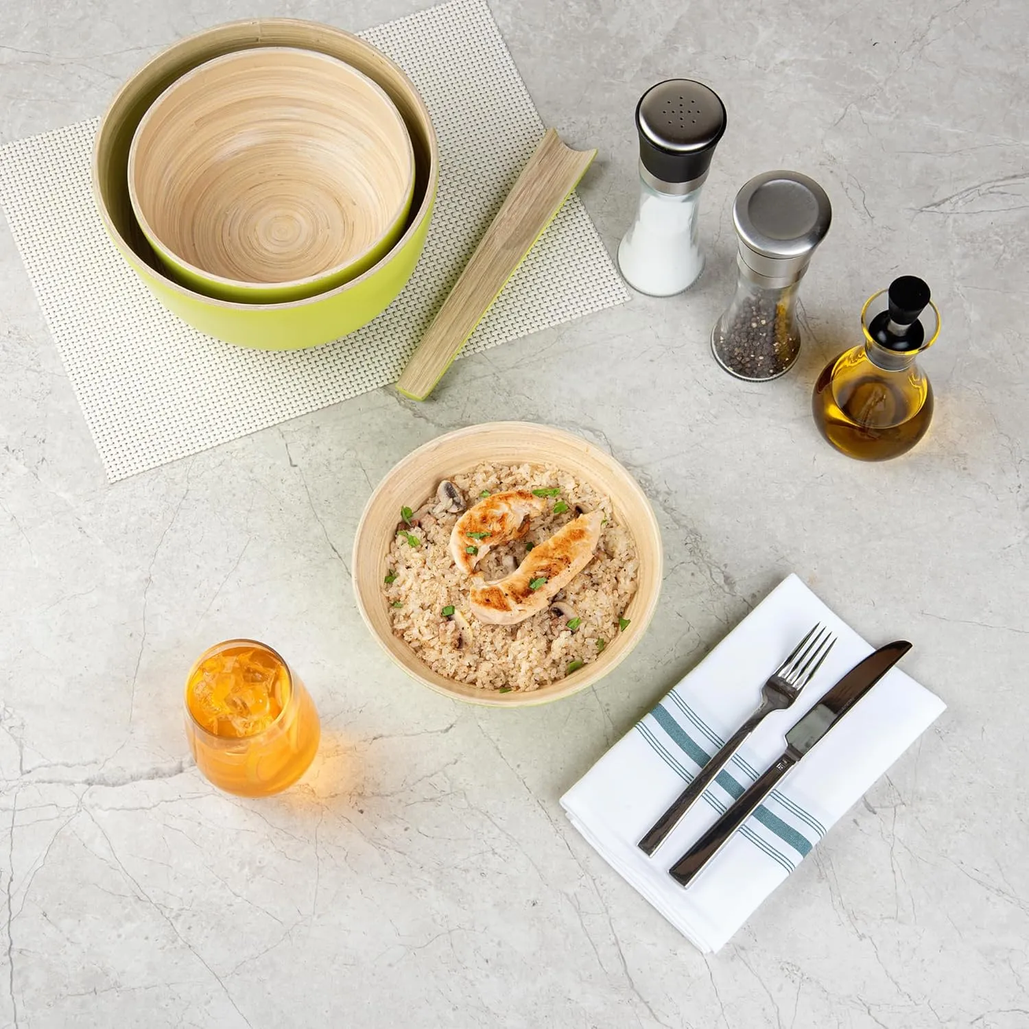 Restaurantware - Bambuddha 29 Ounce Bamboo Salad Bowl, 1 Heavy-duty Serving Bowl - Sustainable, Reusable, Green Bamboo Bamboo Tableware, For Serving Salads, Noodles, And Pasta, RWB0637G