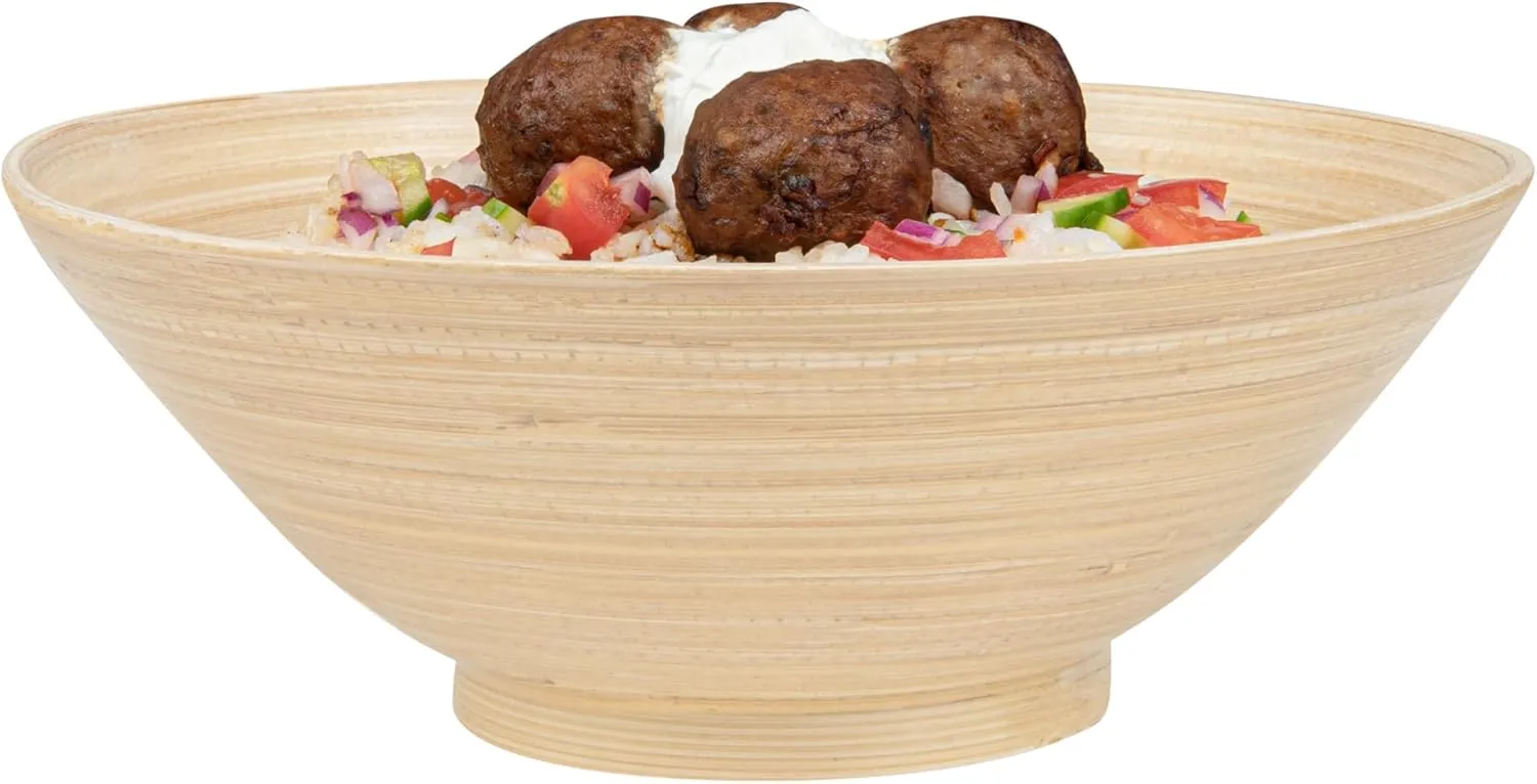 Restaurantware - Bambuddha 29 Ounce Bamboo Salad Bowl, 1 Heavy-Duty Serving Bowl - Sustainable, Reusable Tableware for Salads, Noodles, and Pasta, Natural, RWB0637K