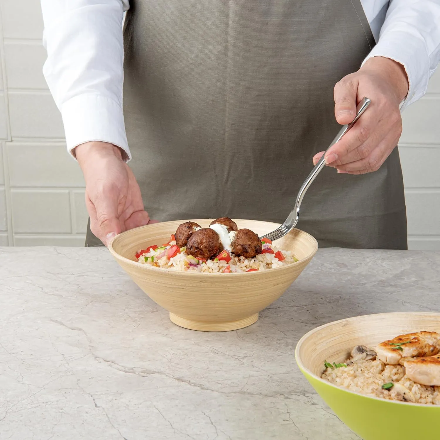 Restaurantware - Bambuddha 29 Ounce Bamboo Salad Bowl, 1 Heavy-Duty Serving Bowl - Sustainable, Reusable Tableware for Salads, Noodles, and Pasta, Natural, RWB0637K