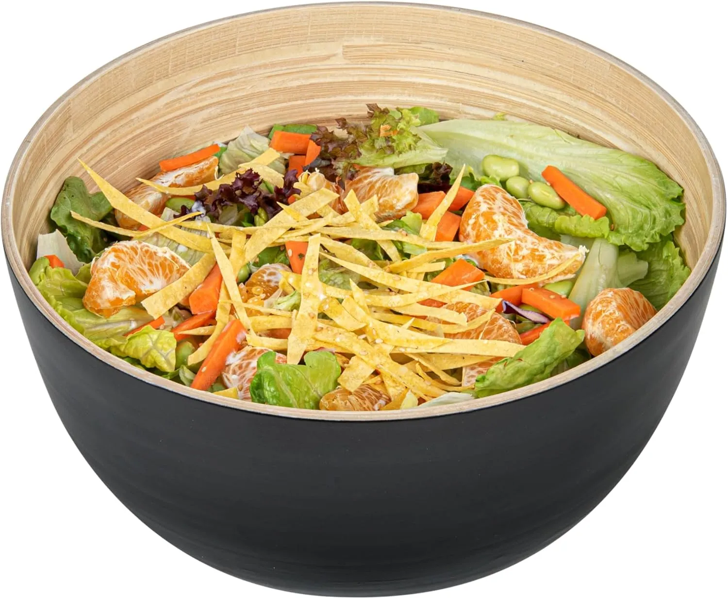 Restaurantware-Bambuddha 30 Ounce Large Salad Bowl, 1 Heavy-duty Round Salad Bowl - Sustainable, Reusable, Black Bamboo Serving Bowl, For Serving Salads, Fruits, And Appetizers