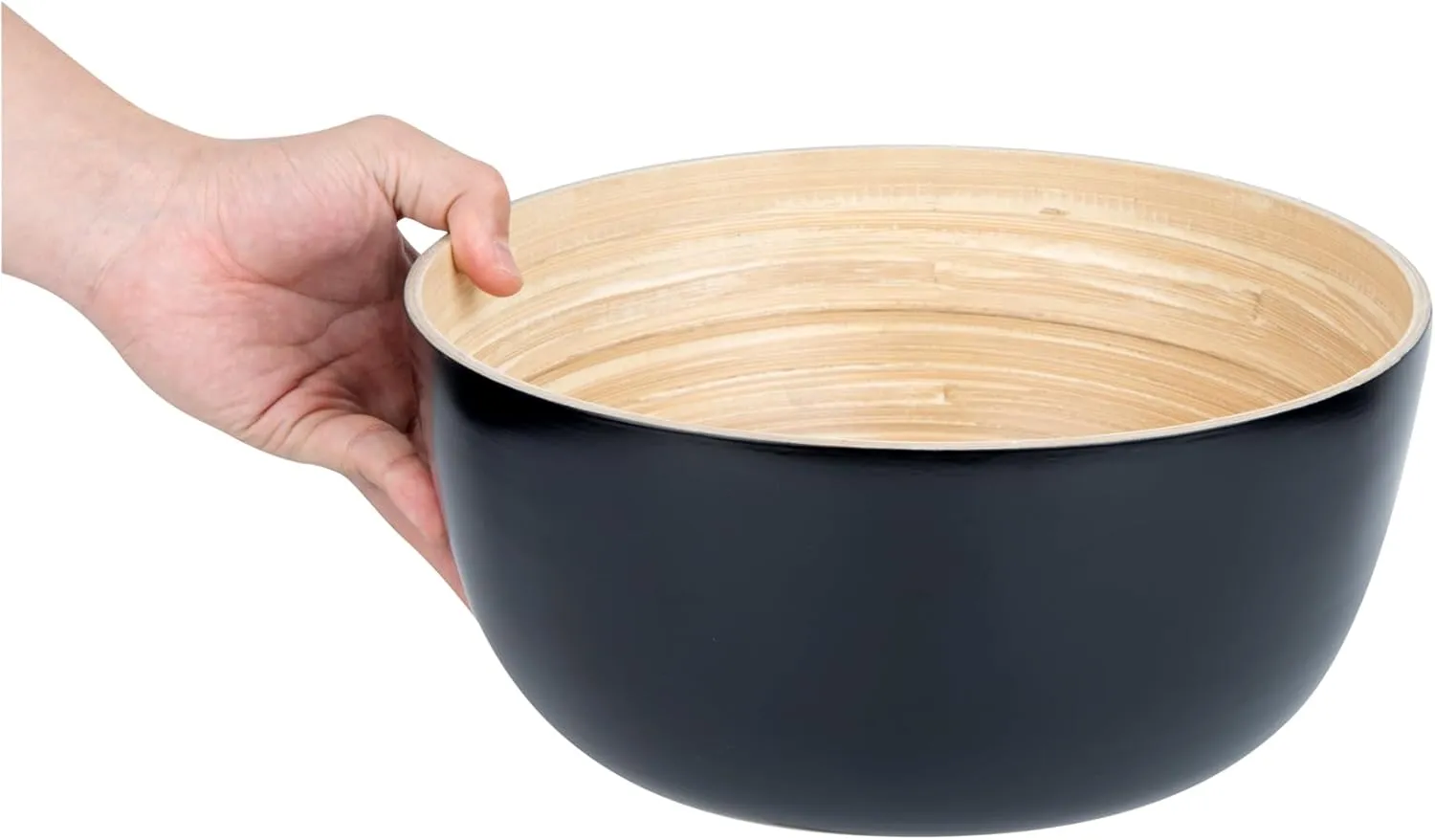 Restaurantware-Bambuddha 30 Ounce Large Salad Bowl, 1 Heavy-duty Round Salad Bowl - Sustainable, Reusable, Black Bamboo Serving Bowl, For Serving Salads, Fruits, And Appetizers