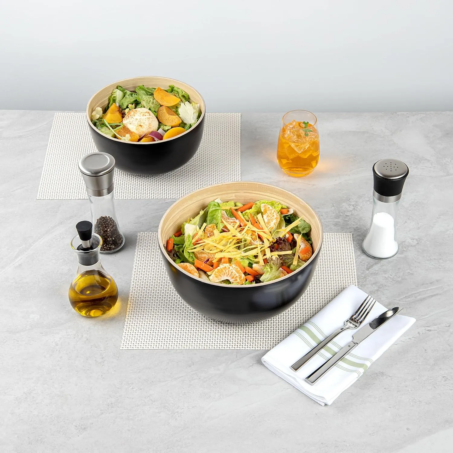Restaurantware-Bambuddha 30 Ounce Large Salad Bowl, 1 Heavy-duty Round Salad Bowl - Sustainable, Reusable, Black Bamboo Serving Bowl, For Serving Salads, Fruits, And Appetizers