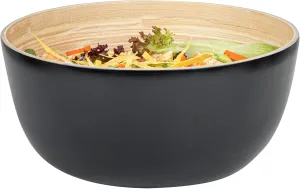 Restaurantware-Bambuddha 30 Ounce Large Salad Bowl, 1 Heavy-duty Round Salad Bowl - Sustainable, Reusable, Black Bamboo Serving Bowl, For Serving Salads, Fruits, And Appetizers