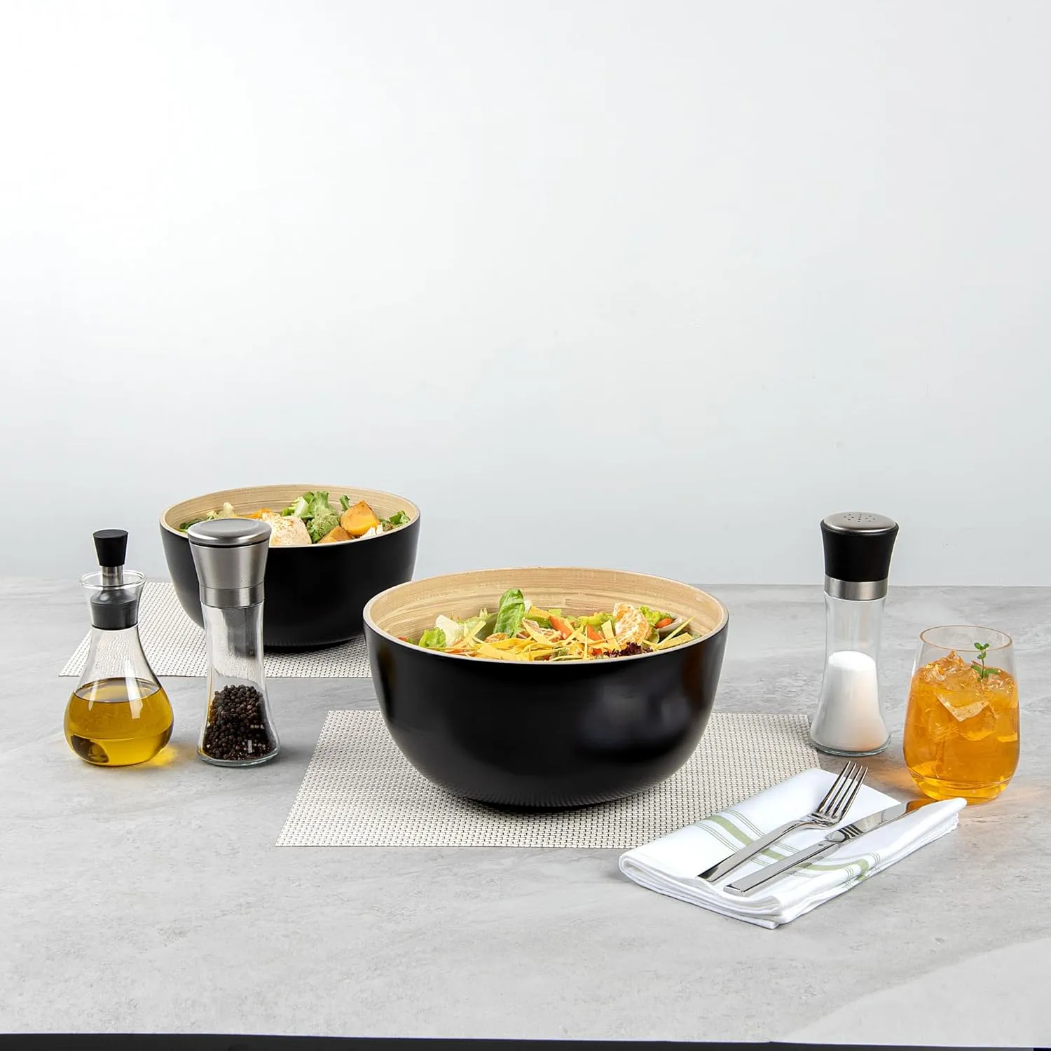 Restaurantware-Bambuddha 30 Ounce Large Salad Bowl, 1 Heavy-duty Round Salad Bowl - Sustainable, Reusable, Black Bamboo Serving Bowl, For Serving Salads, Fruits, And Appetizers