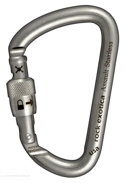 Rock Exotica Assault Stainless Steel Screw-Lock  Carabiner - 30Kn