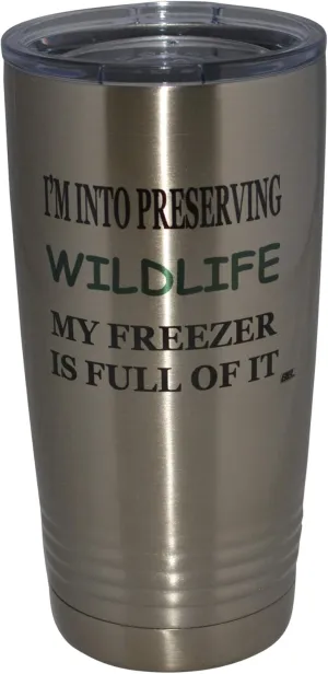 Rogue River Tactical Funny Hunting 20 Oz. Travel Tumbler Mug Cup w/Lid Vacuum Insulated Hot or Cold Preserving Wildlife Hunter Gift