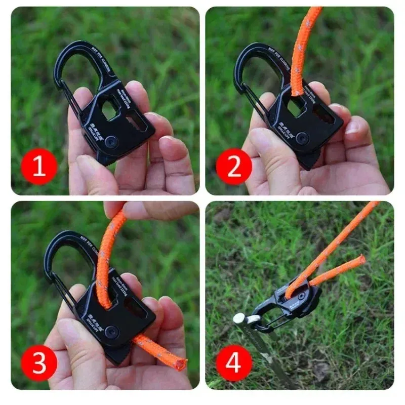 Rope Tensioner Camping Tent Cord Adjuster Rustproof Strong Load-bearing Lightweight Portable Quick Fix Buckle Cord Tensioner
