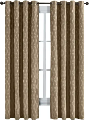 Royal Tradition Victoria 108-Inch Wide x 96-Inch Long, Jacquard Thermal Insulated, Set of 2 Blackout Curtains, Taupe