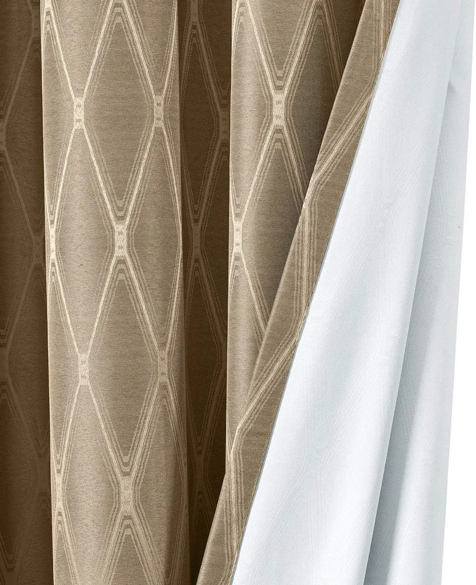Royal Tradition Victoria 108-Inch Wide x 96-Inch Long, Jacquard Thermal Insulated, Set of 2 Blackout Curtains, Taupe