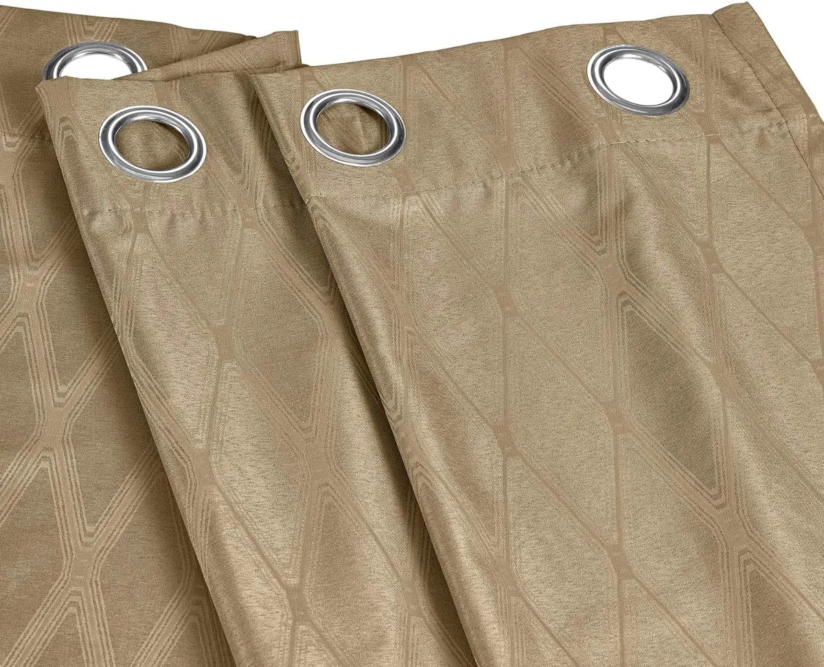 Royal Tradition Victoria 108-Inch Wide x 96-Inch Long, Jacquard Thermal Insulated, Set of 2 Blackout Curtains, Taupe