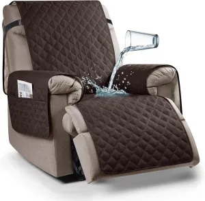 Ruaozz 100% Waterproof Recliner Chair Cover Non-Slip Reclining Cover for Recliner Chair Washable Chair Seat Cover with Elastic Straps for Kids, Dogs, Pets (Chocolate, 23'')