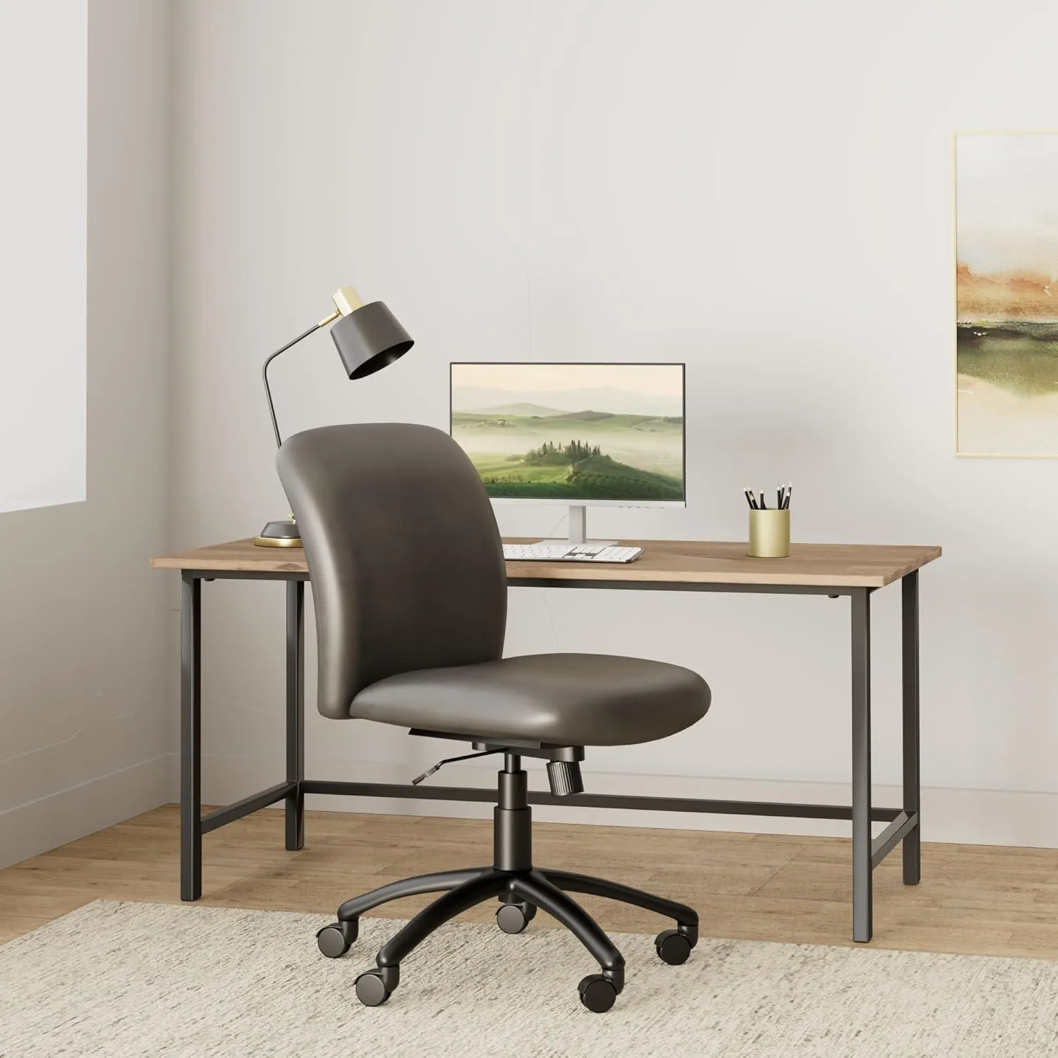 Safco Products High Back Big and Tall Swivel Desk Task Office Chair, 27" W x 30-1/4"D x 40-3/4-44-3/4" H, 500 lbs. Weight Capacity, for Professional or Home, Black Vinyl