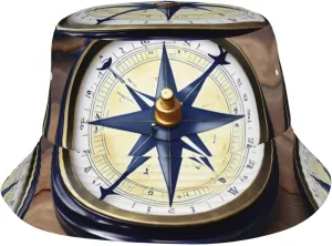 Sail Boat Nautical Compass Print Sun Hats for Men Women Boonie Hat Foldable Fishing Hat Bucket Hat for Fishing Hiking Black