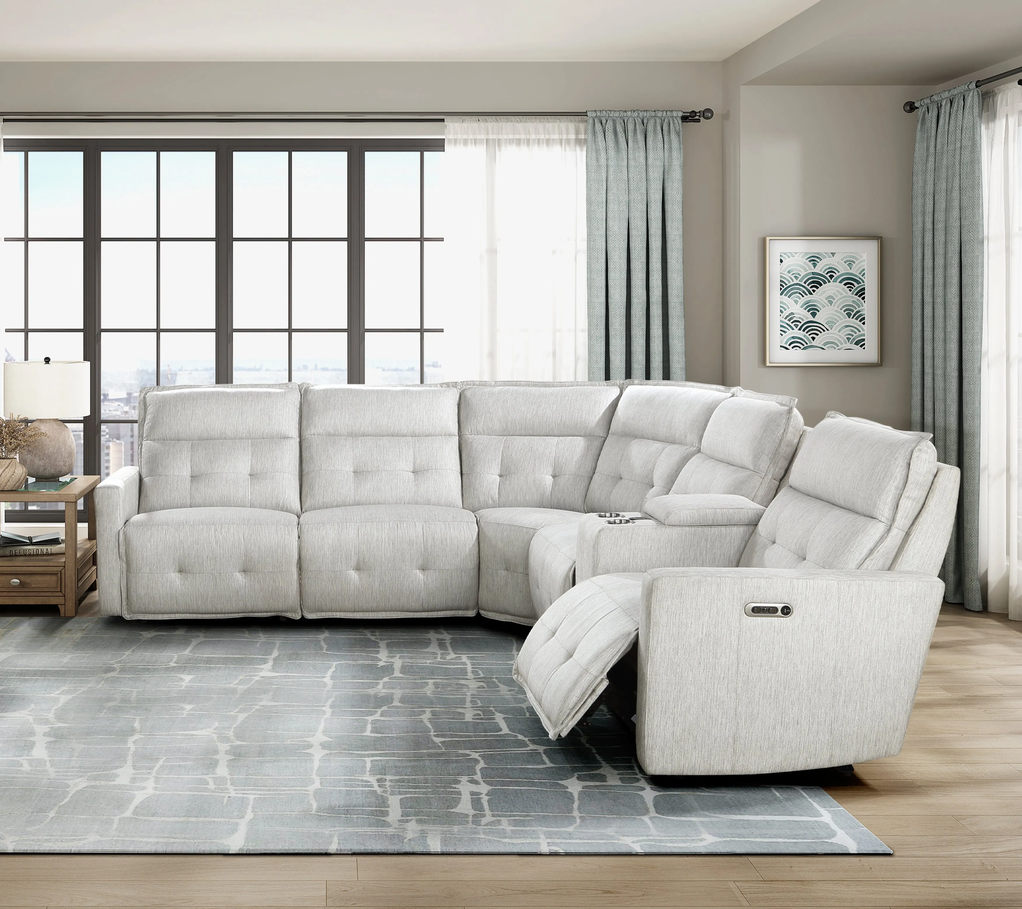 Salida White 6-Piece Modular Power Reclining Sectional