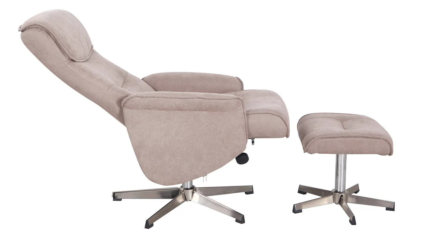Sand Rayna Recliner with Footstool