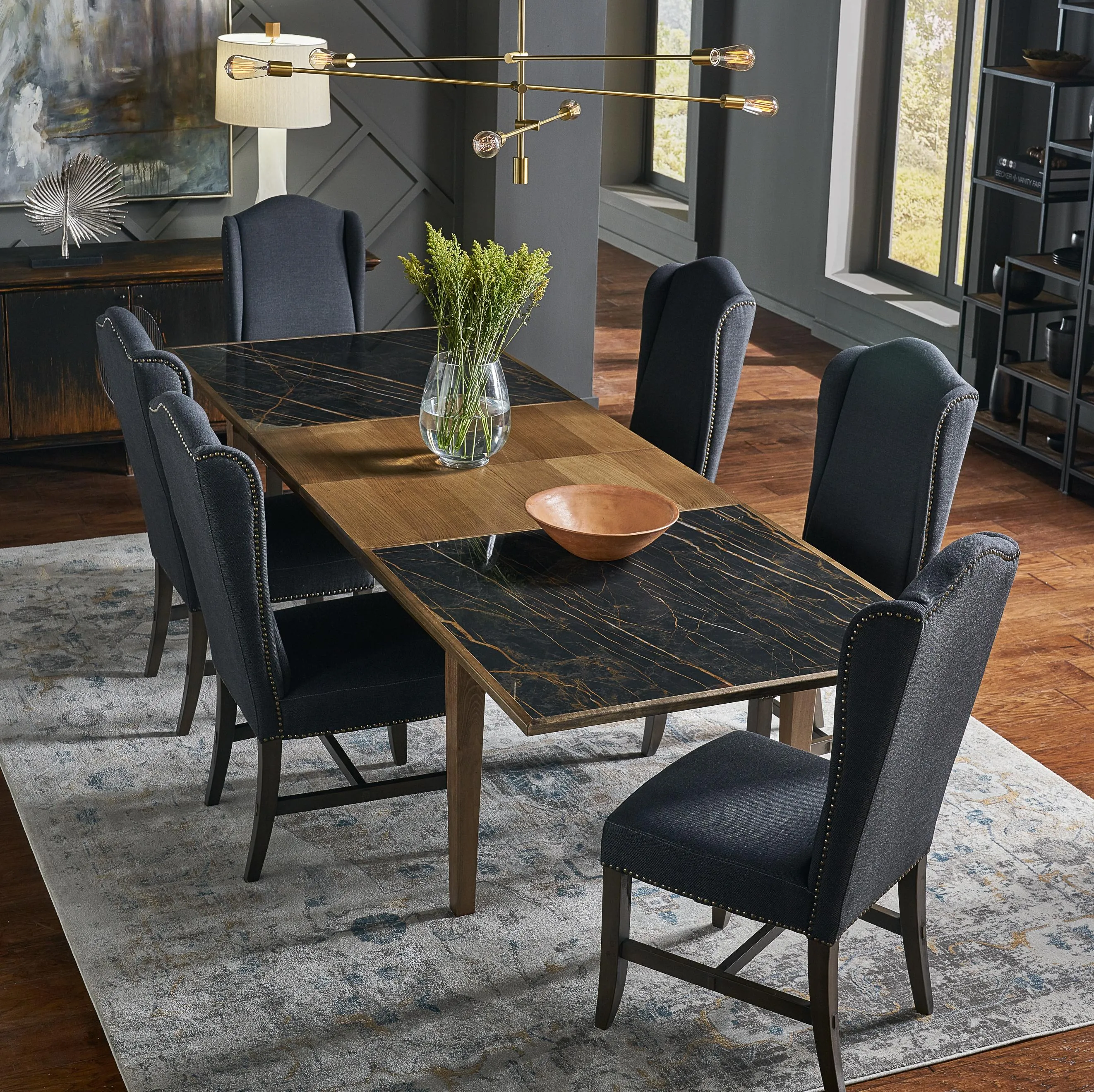 Sarreid Black High Back Dining Chair