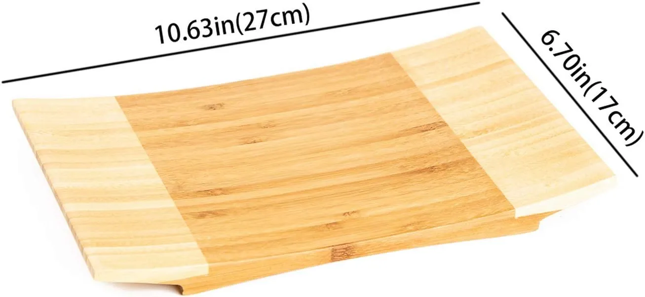 Sashimi Sushi Bamboo Curve Serving Geta Plate - Japanese Style Tableware Bamboo Sushi Board Cutting Tray (L10.6 X W6.7)