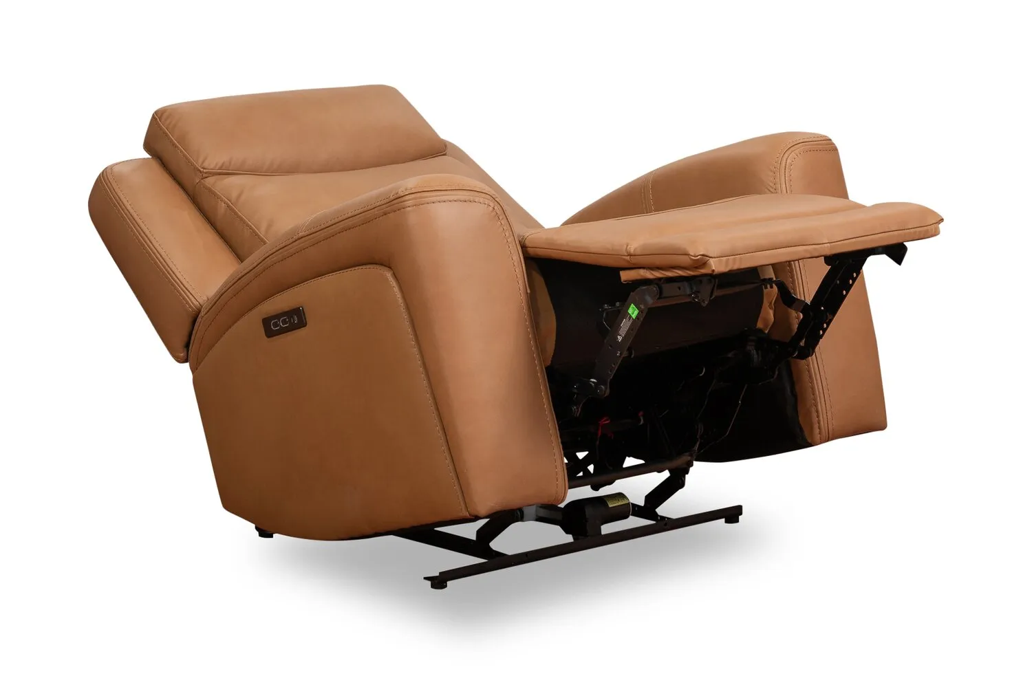 Scott Living Prescott 42.5" Genuine Leather Power Reclining Chair with Power Headrest - Butternut Brown | Fauteuil à inclinaison électrique Prescott de Scott Living de 42,5 po en cuir véritable avec appuie-tête électrique - brun courge musquée