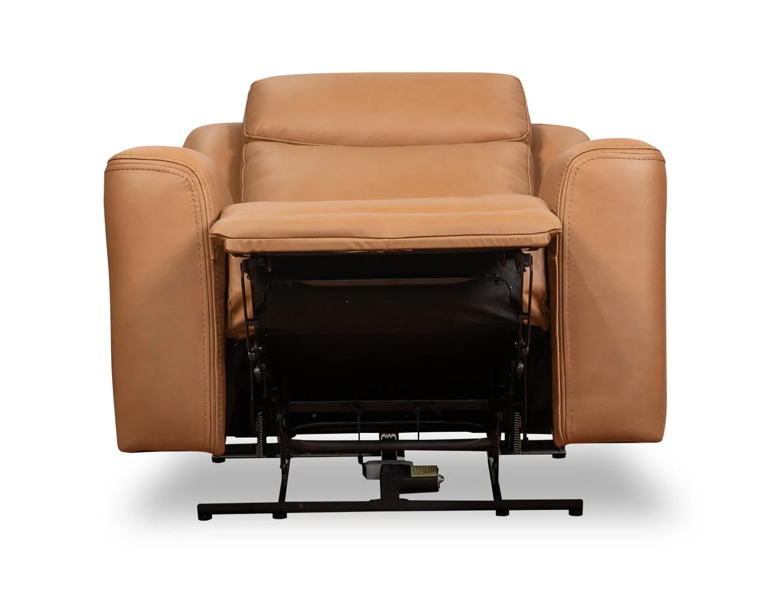 Scott Living Prescott 42.5" Genuine Leather Power Reclining Chair with Power Headrest - Butternut Brown | Fauteuil à inclinaison électrique Prescott de Scott Living de 42,5 po en cuir véritable avec appuie-tête électrique - brun courge musquée