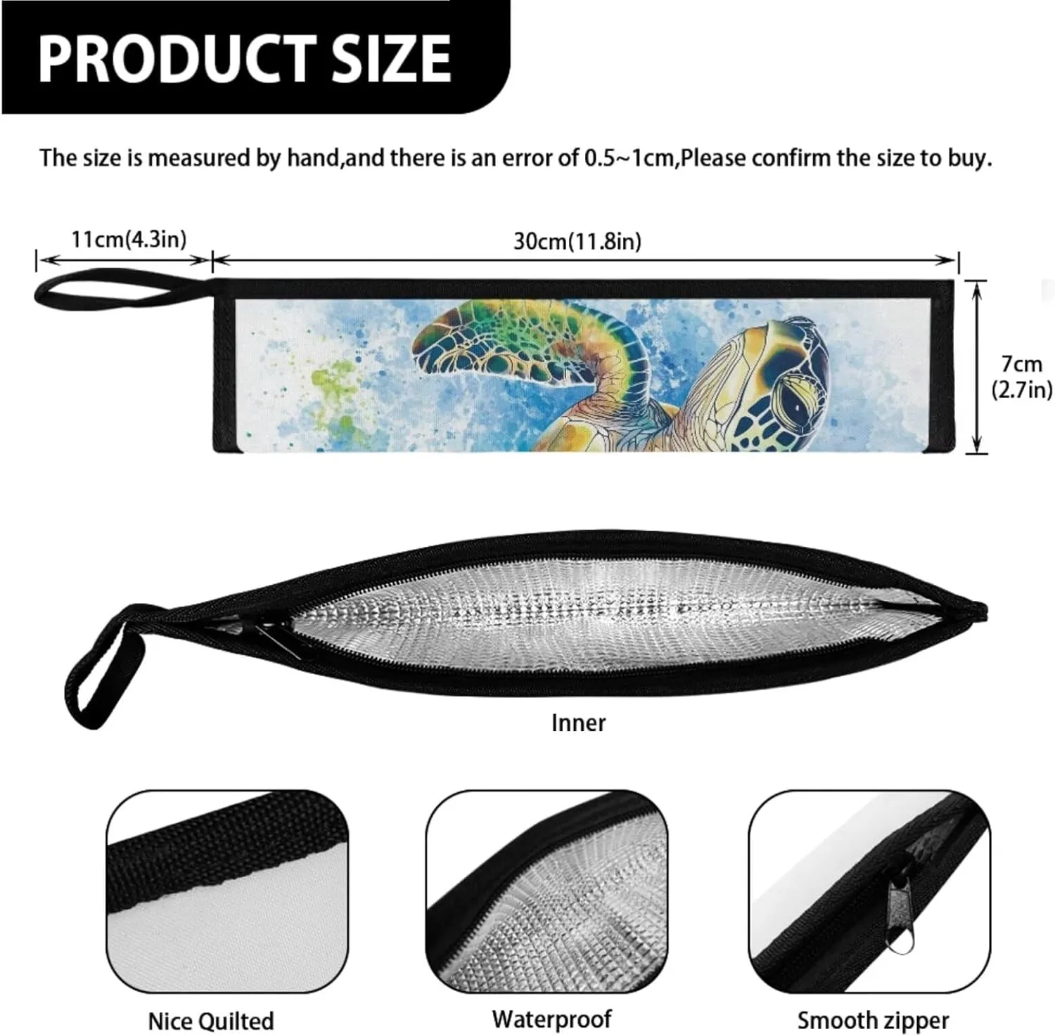 Sea Turtle Lunch Bag with Tableware Carrying Bag for Picnic Camping Utensils Durable Removable Shoulder Kid Lunch Box Containers and Flatware Case for School