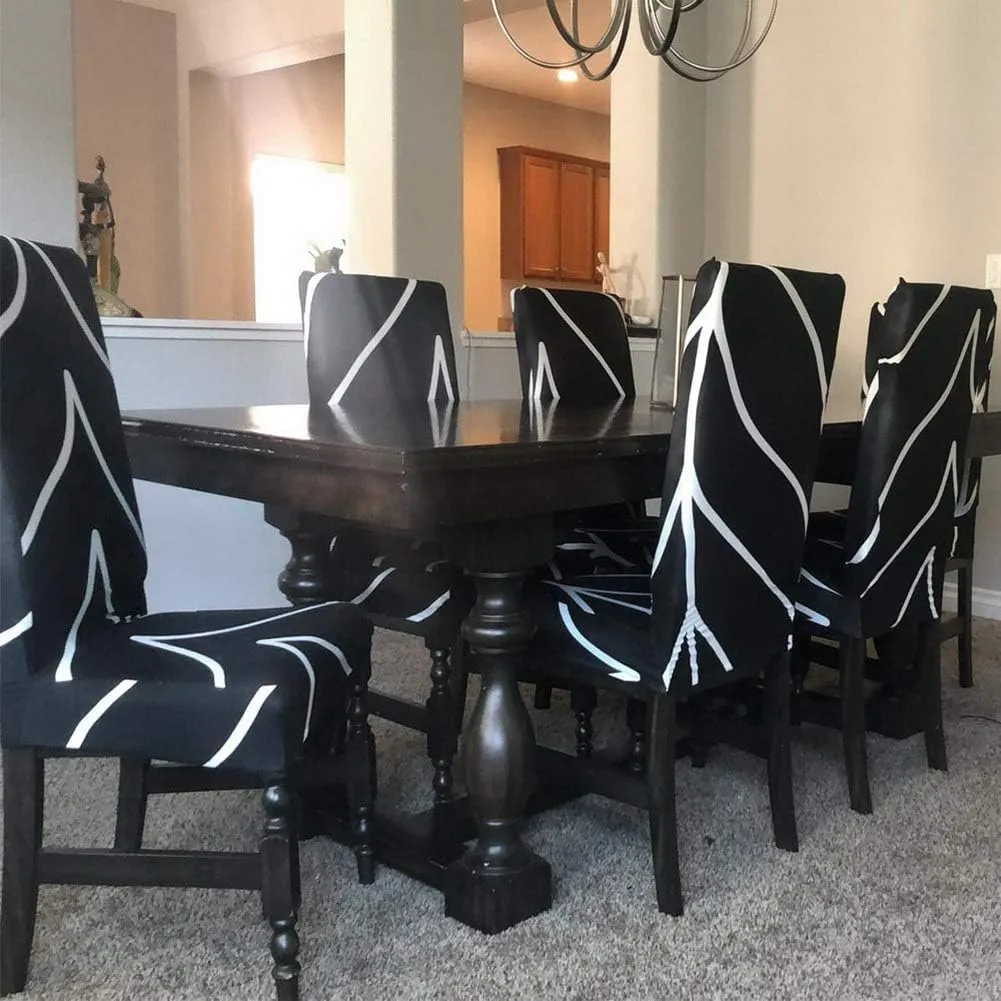 SearchI Dining Room Chair Covers Set of 4, Stretch Parsons Chair Slipcovers Super Fit Spandex Removable Washable Kitchen Chair Protector Cover for Dining Room, Hotel, Ceremony (Black)