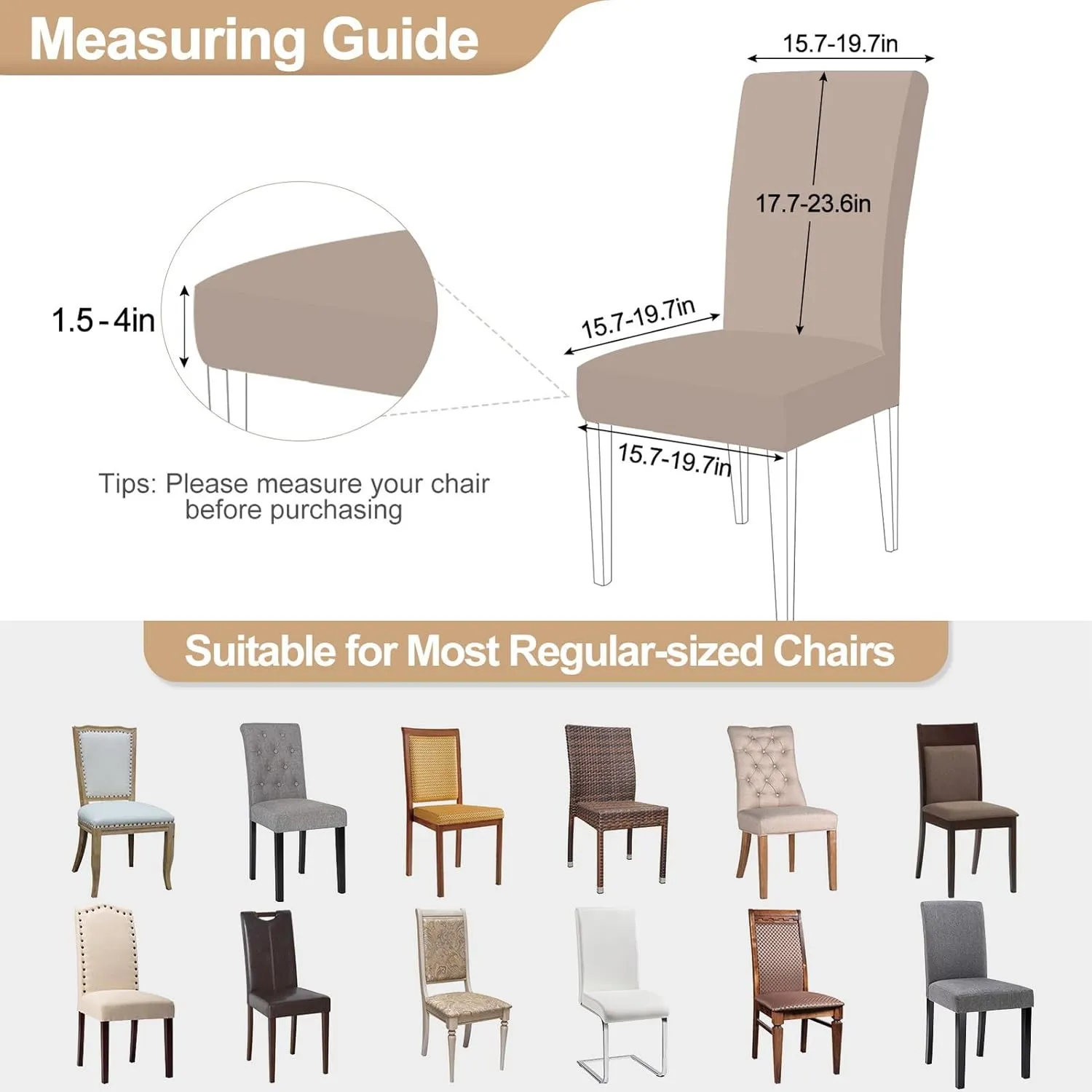 SearchI Dining Room Chair Covers Set of 4, Stretch Printed Floral Parsons Chair Slipcovers Spandex Removable Washable Kitchen Chair Protector Cover for Dining Room, Hotel, Ceremony (Beige Flower)