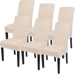 SearchI Dining Room Chair Covers Set of 6, Stretch Parsons Chair Slipcovers Super Fit Spandex Removable Washable Kitchen Chair Protector Cover for Dining Room, Hotel, Ceremony (Beige-Yellow)