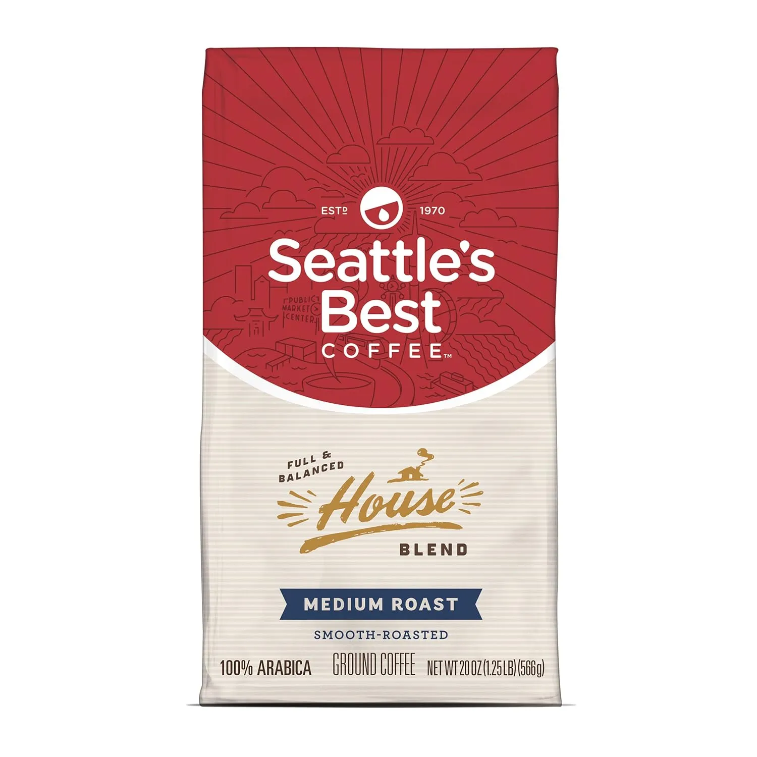 Seattle's Best Coffee House Blend Medium Roast Ground Coffee, 20-Ounce Bag