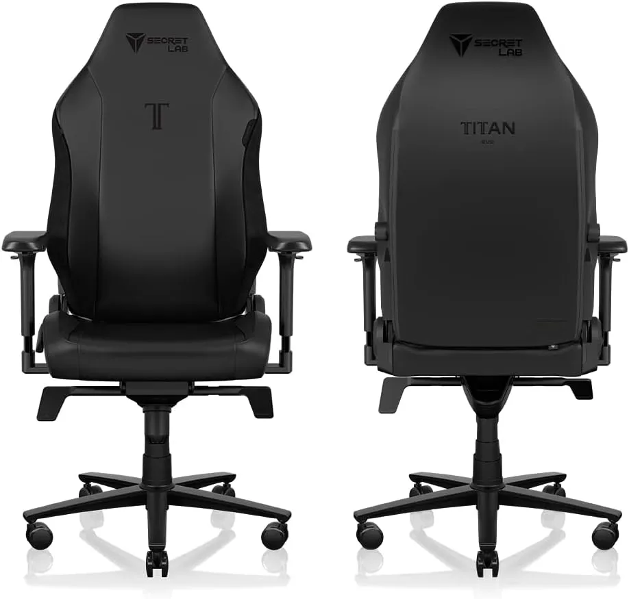 Secretlab Titan Evo Black Gaming Chair - Reclining - Ergonomic & Comfortable Computer Chair with 4D Armrests - Magnetic Head Pillow & 4-Way Lumbar Support - Small - Black - Leatherette