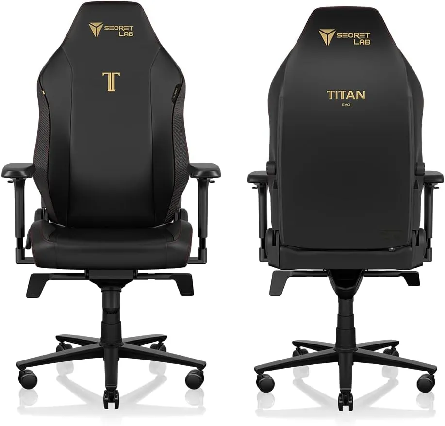 Secretlab Titan Evo Stealth Gaming Chair - Reclining, Ergonomic & Comfortable Computer Chair with 4D Armrests, Magnetic Head Pillow & 4-Way Lumbar Support - Black - Leatherette