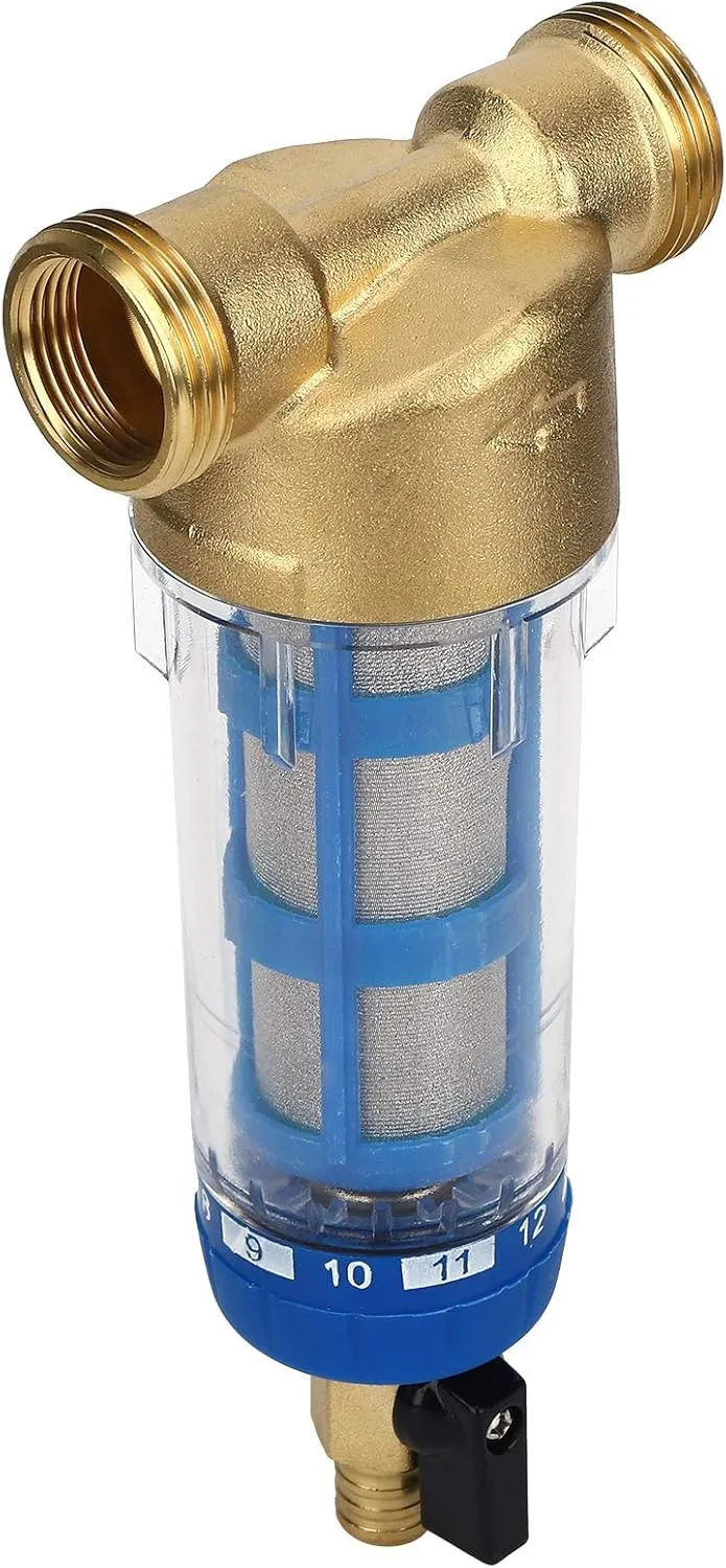Sediment Filter, Faucet Water Purifier Osmosis Prefilter Reusable Spin Down Sediment Water Filter G1 MNPT G3/4 FNPT PreFilter Water Purifier Accessory