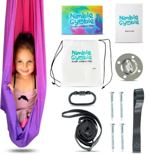 Sensory Swing for Kids Indoor (Hardware Included) | Double-Layered Reversible Ceiling Swing for Kids with Autism up to 200 lbs.| Therapy Swing |Cuddle Toddler Hammock