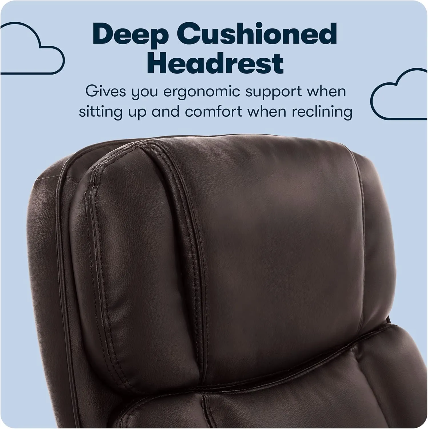 Serta Fairbanks Big and Tall High Back Executive Office Chair, Ergonomic Gaming Computer Chair with Layered Body Pillows, Contoured Lumbar Zone, Brown