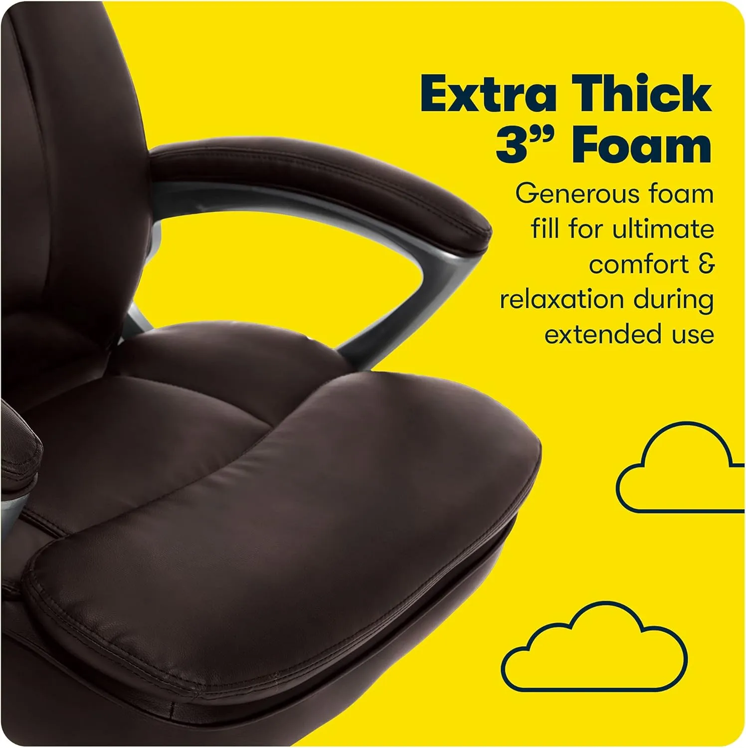 Serta Fairbanks Big and Tall High Back Executive Office Chair, Ergonomic Gaming Computer Chair with Layered Body Pillows, Contoured Lumbar Zone, Brown