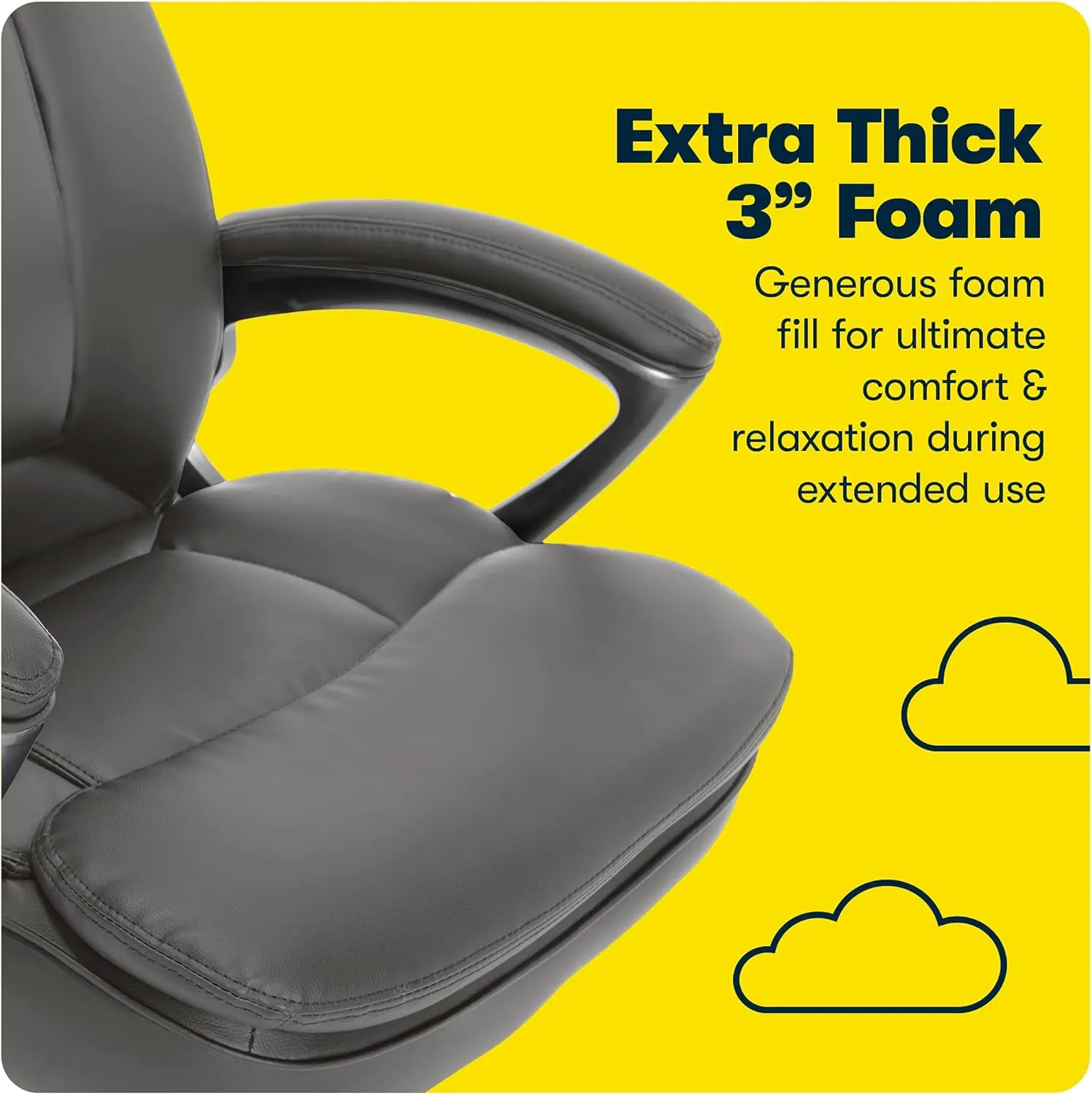 Serta Fairbanks Big and Tall High Back Executive Office Chair, Ergonomic Gaming Computer Chair with Layered Body Pillows, Contoured Lumbar Zone, Gray