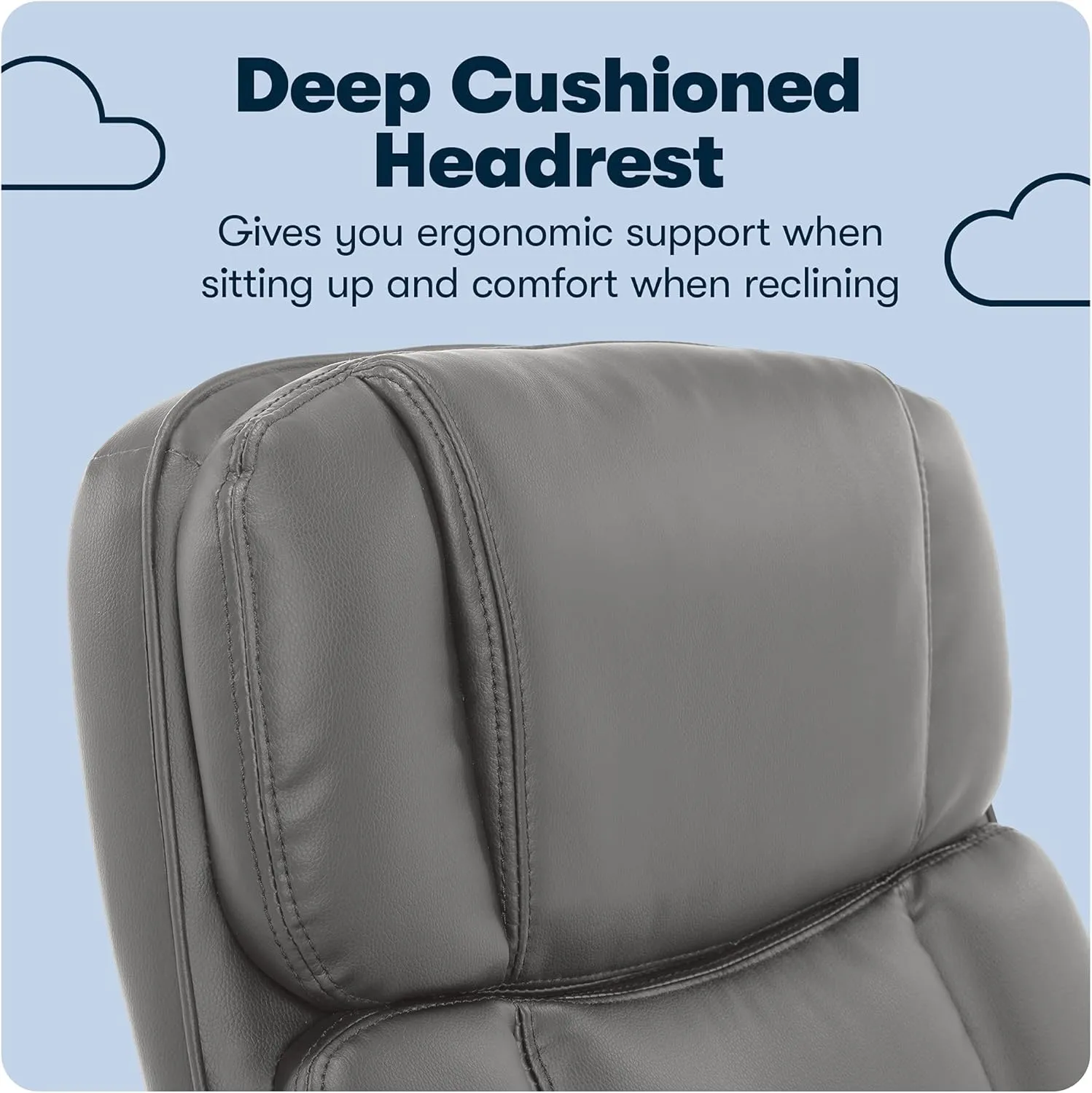 Serta Fairbanks Big and Tall High Back Executive Office Chair, Ergonomic Gaming Computer Chair with Layered Body Pillows, Contoured Lumbar Zone, Gray