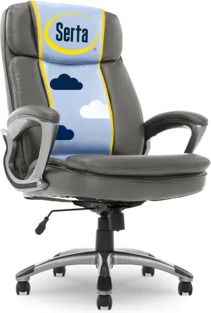Serta Fairbanks Big and Tall High Back Executive Office Chair, Ergonomic Gaming Computer Chair with Layered Body Pillows, Contoured Lumbar Zone, Gray