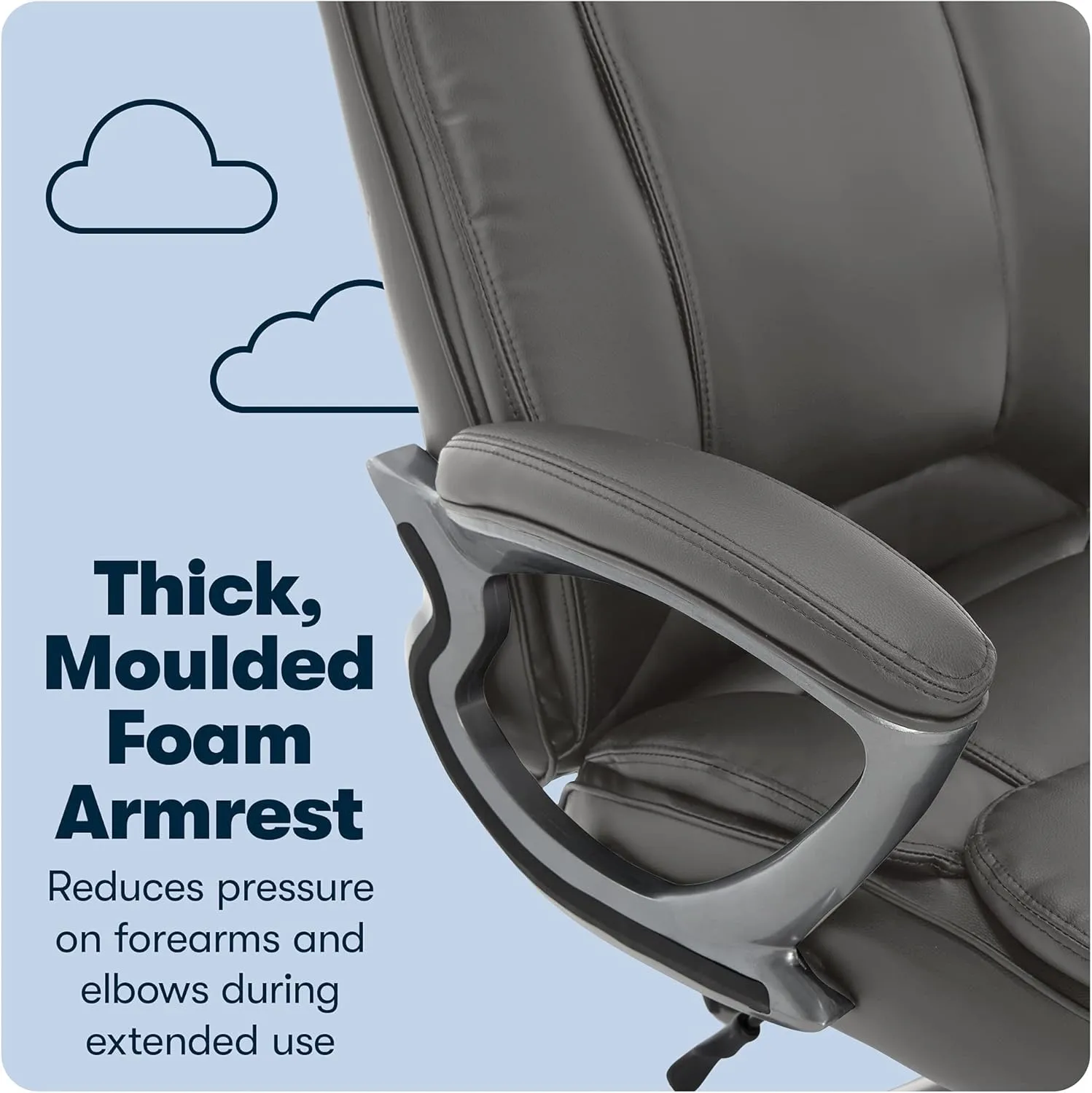 Serta Fairbanks Big and Tall High Back Executive Office Chair, Ergonomic Gaming Computer Chair with Layered Body Pillows, Contoured Lumbar Zone, Gray