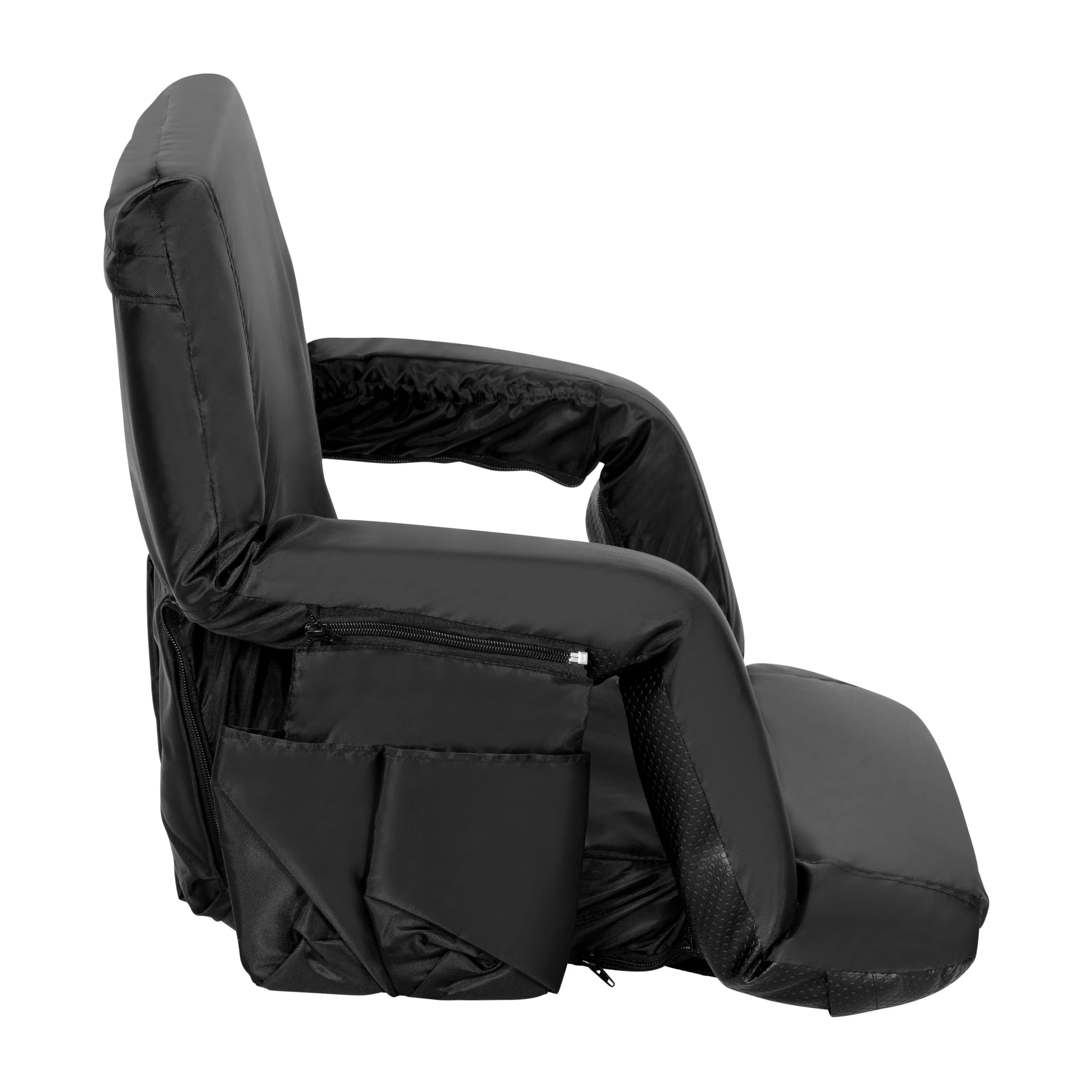 Set of 2 Portable Lightweight Reclining Stadium Chairs with Armrests, Padded Back & Seat - Storage Pockets & Backpack Straps