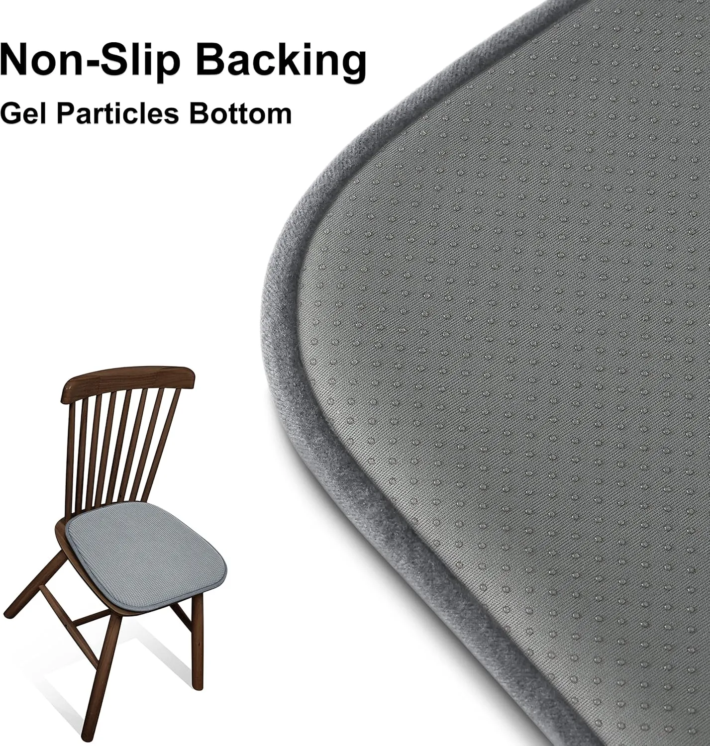 Shinnwa Kitchen Seat Cushions Set of 2, Non Slip Dining Chair Cushions, U-Shaped Indoor Chair Pads, 2 Pack, 15 x 16 Inches, Grey