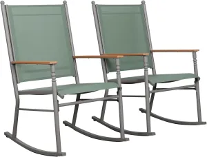 Shintenchi 2 Pieces Outdoor Rocking Chair Set,Upgraded Patio Set with High Back,Breathable Fabric Chairs Outdoor Textilene Rocking Chair for Patio, Garden, Balcony, Pool, Green