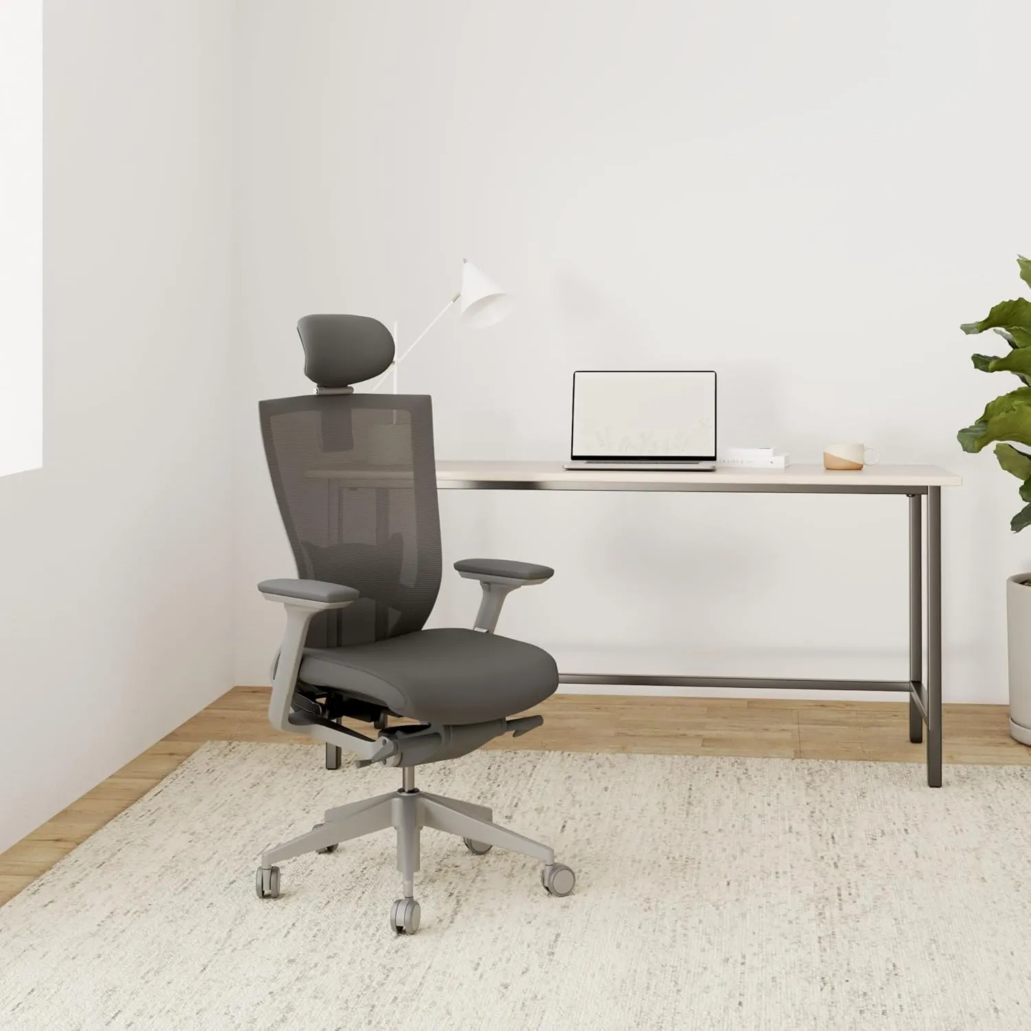 SIDIZ T50 Ergonomic Home Office Chair : High Performance, Adjustable Headrest, Lumbar Support, 3D Armrest, Forward Tilt, Adjustable Seat Depth, Ventilated Mesh Back, Cushion Seat (Gray)