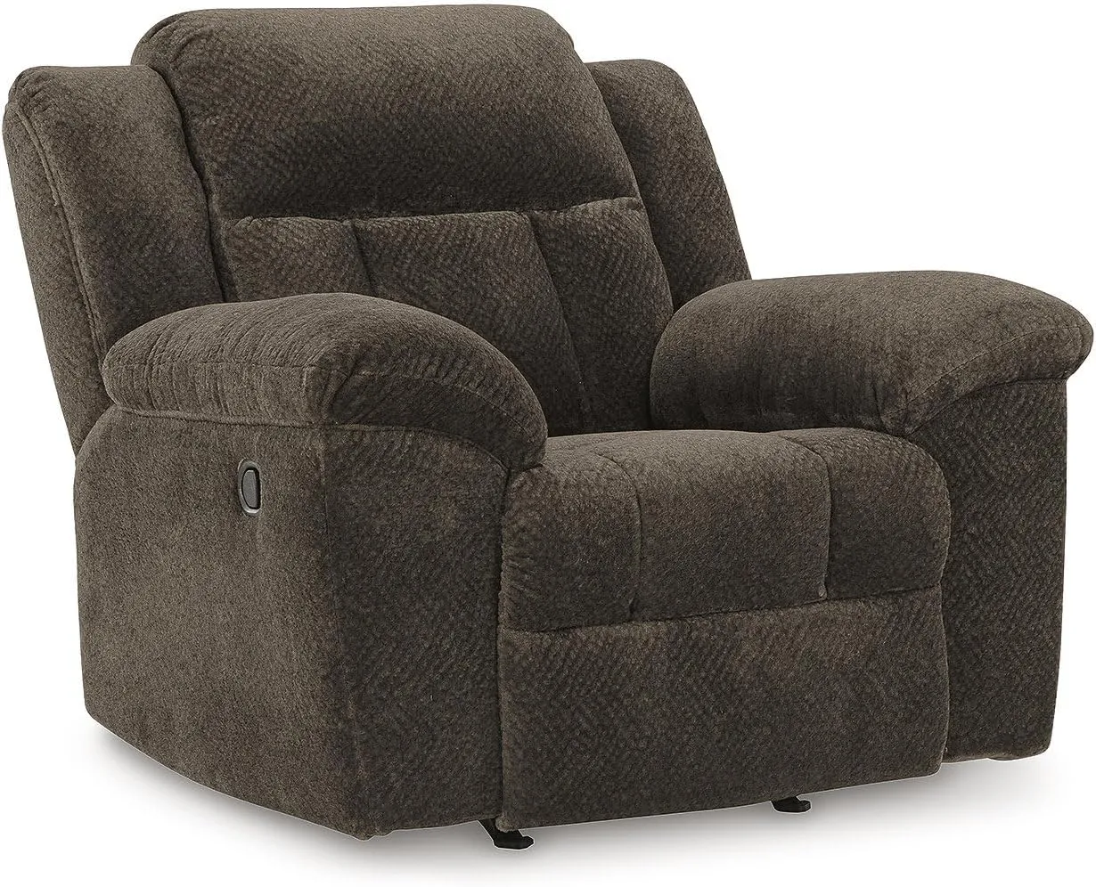 Signature Design by Ashley Frohn Urban Manual Rocker Recliner with Pillow-Top Arms, Dark Brown