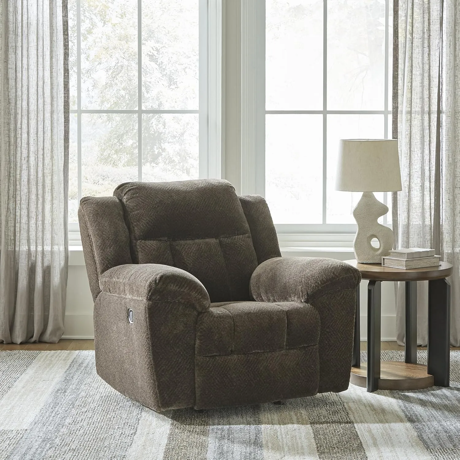 Signature Design by Ashley Frohn Urban Manual Rocker Recliner with Pillow-Top Arms, Dark Brown
