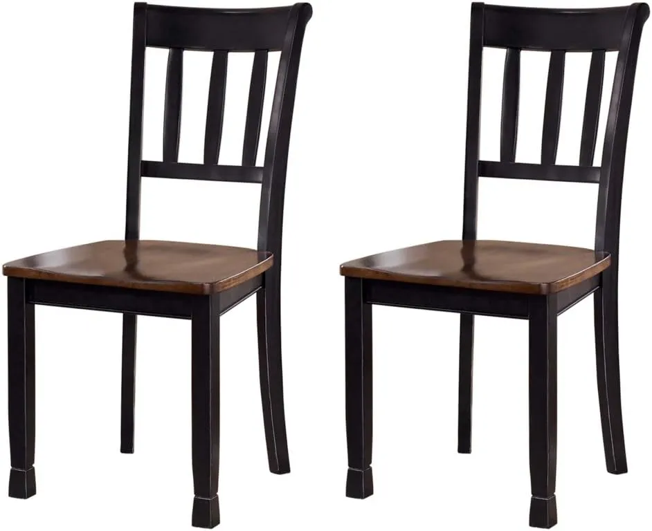 Signature Design by Ashley Owingsville Modern Farmhouse Dining Room Side Chair, Set of 2, Black and Brown