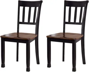 Signature Design by Ashley Owingsville Modern Farmhouse Dining Room Side Chair, Set of 2, Black and Brown