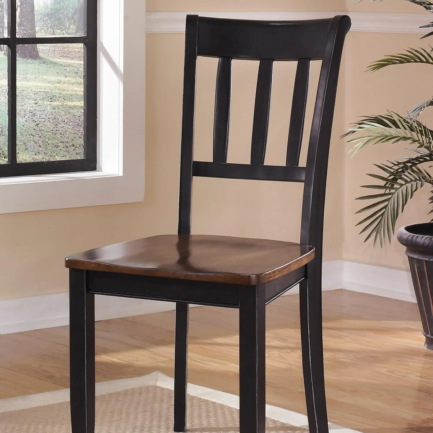 Signature Design by Ashley Owingsville Modern Farmhouse Dining Room Side Chair, Set of 2, Black and Brown