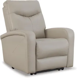 Signature Design by Ashley Ryversans Contemporary Faux Leather Wall Hugger Power Recliner with Adjustable Headrest with USB Ports, Light Gray
